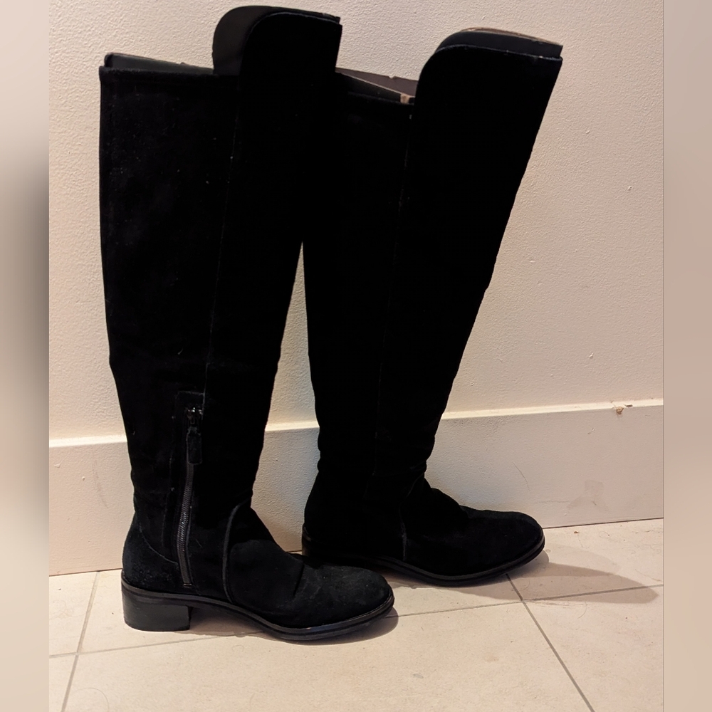 Black Cole Haan Calgary Suede Over-The-Knee Water Resistant Boots